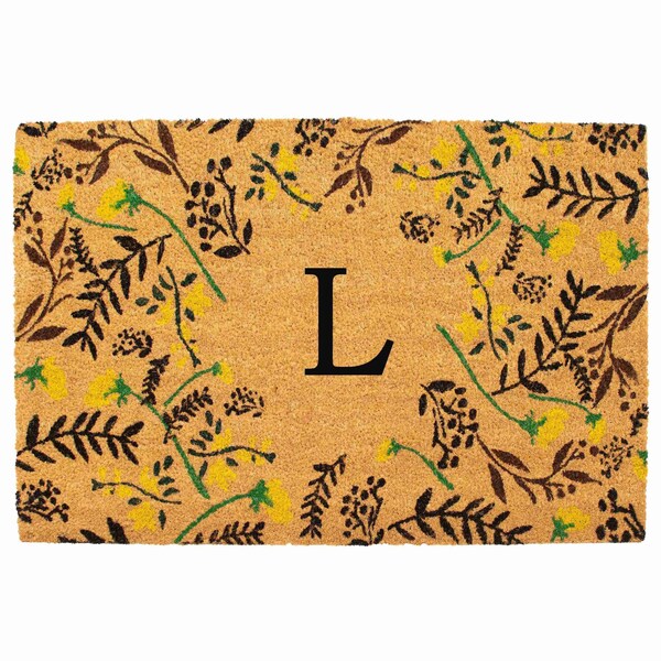 Calloway Mills Monogram Door Mat, Black, Yellow, Green, Natural, 24 in W x 36 in L 105082436L - main